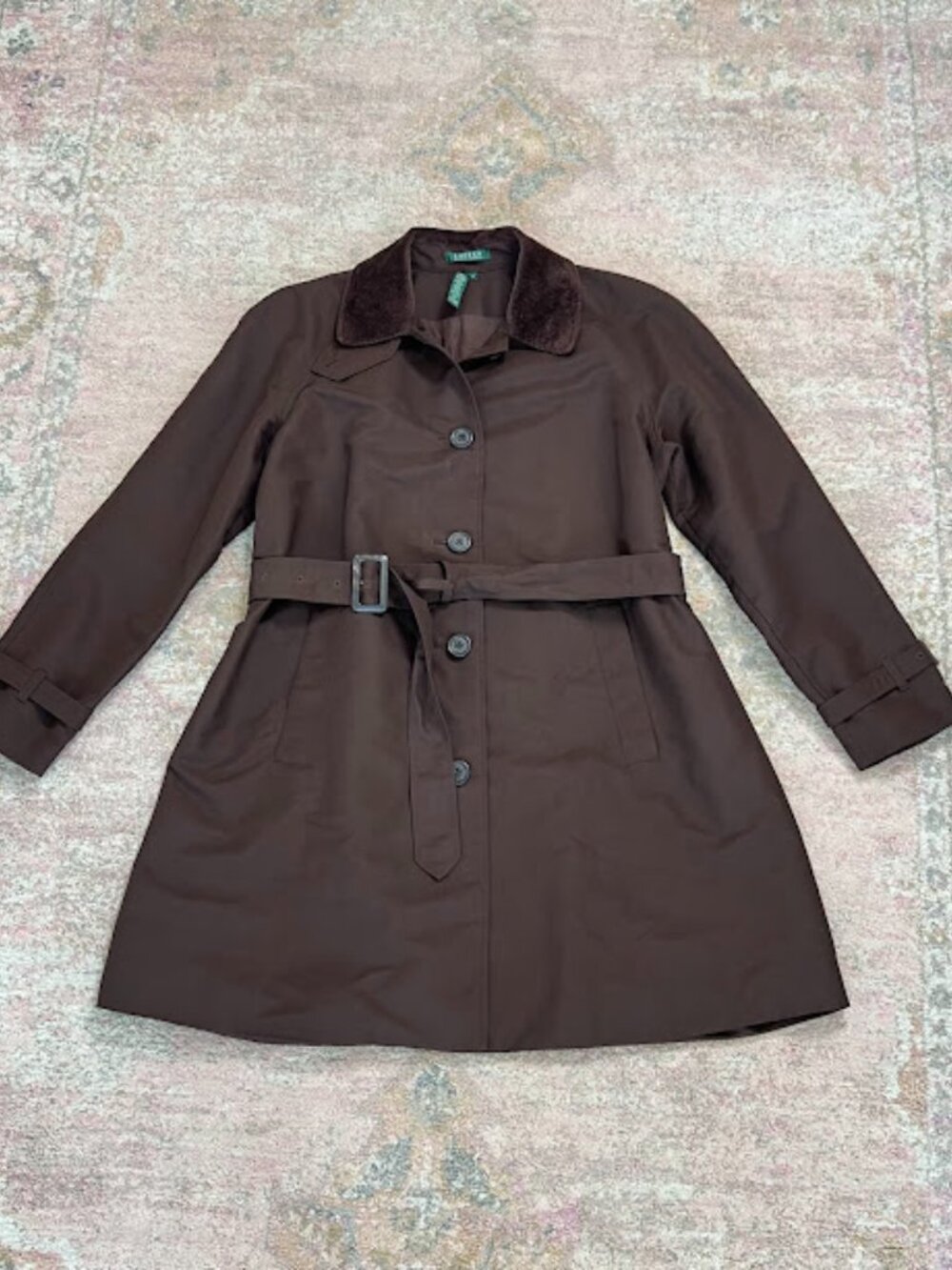 Lauren Ralph Lauren Brown Trench Coat Women's XL